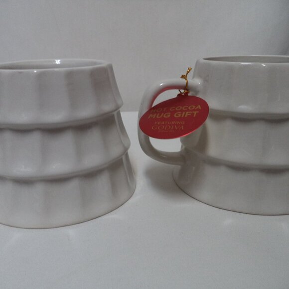 Godiva Christmas Tree mug cup Set 2 Stoneware by Modern Gourmet 20 oz NEW NWT - Picture 2 of 15